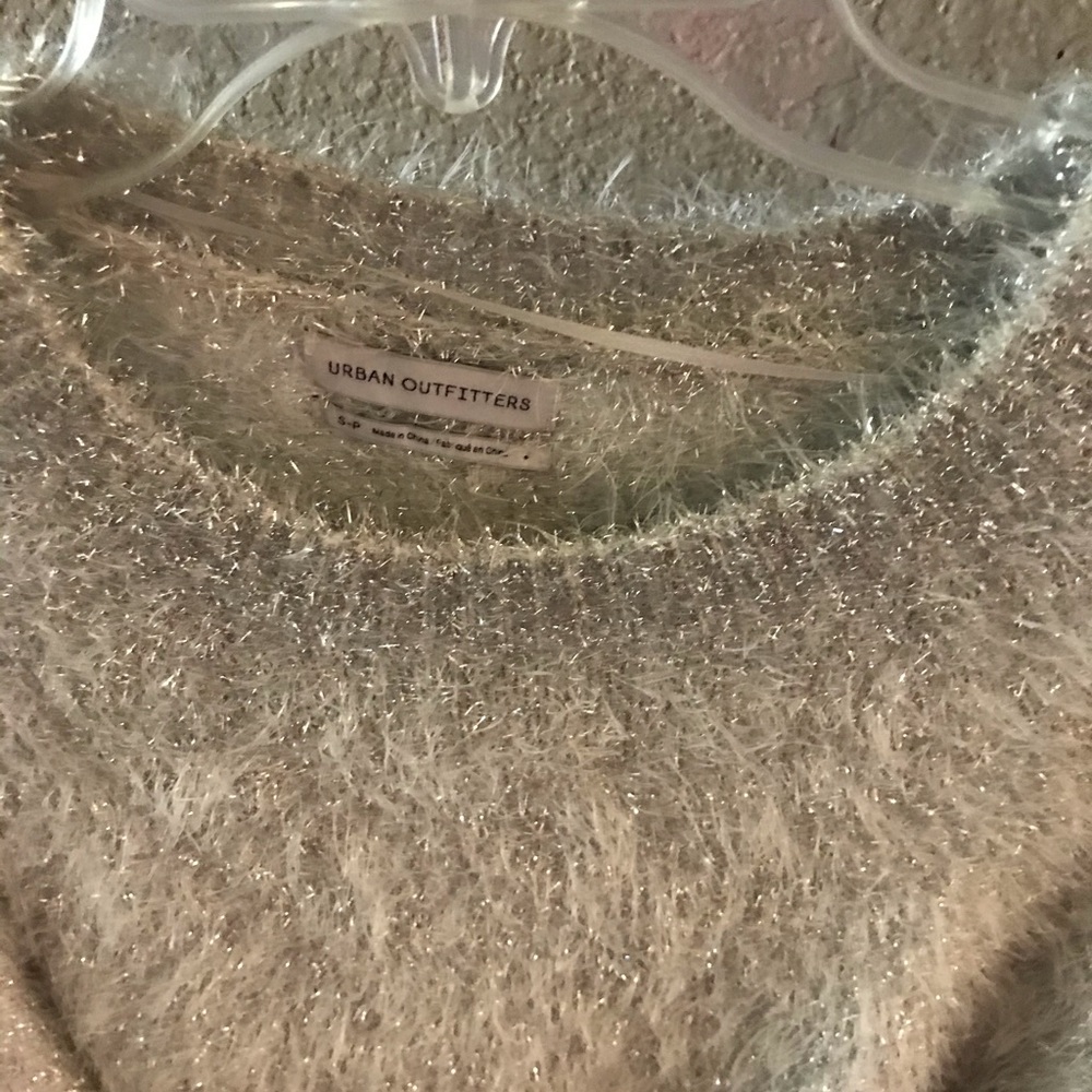 Grey shot with silver party sweater size small/petite worn once to a party